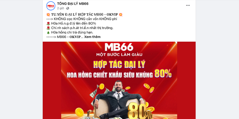 Thông tin đăng tuyển đại lý trên fanpage của chúng tôi