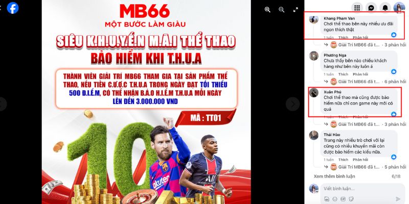 Phản hồi tích cực của thành viên khi nhận bảo hiểm thế thao MB66
